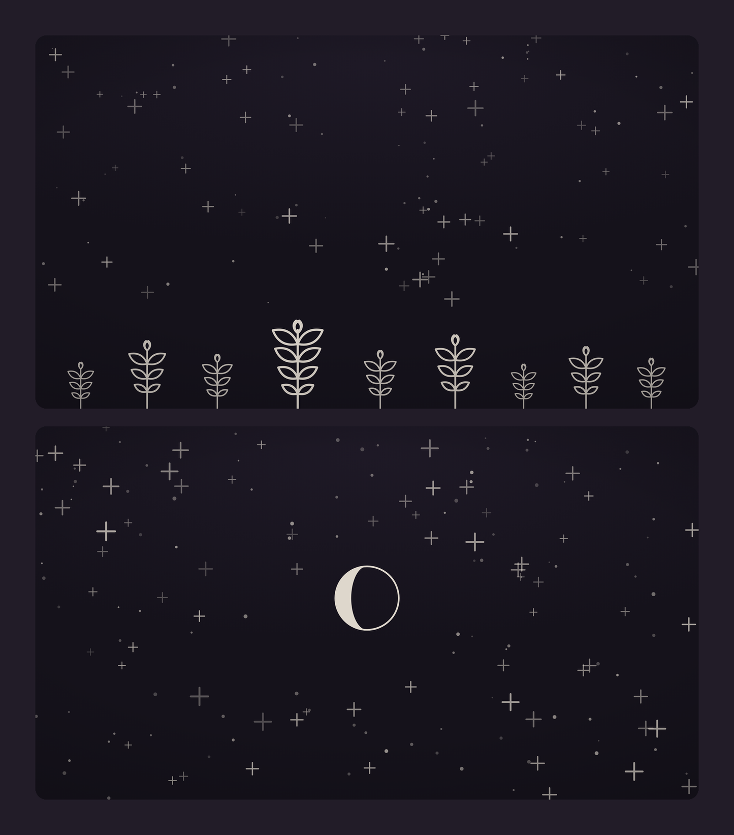 Two of the 4K desktop wallpapers — night garden and star chart