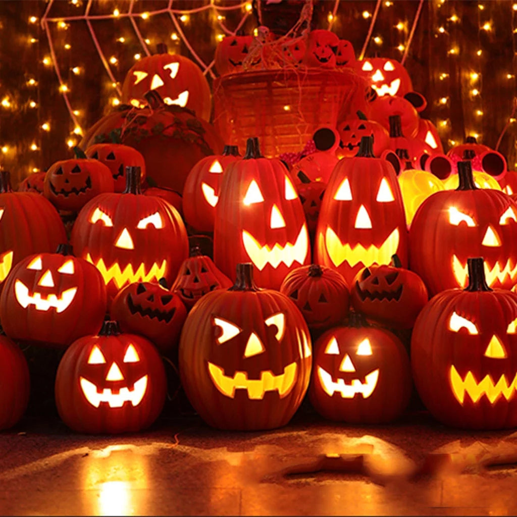 Halloween Pumpkin LED Light Lamp Creative Lantern Home Props Pumpkin Bar Horror Halloween Decorations Light up Pumpkin 3D Fall Resin Pumpkin Battery Operated Orange