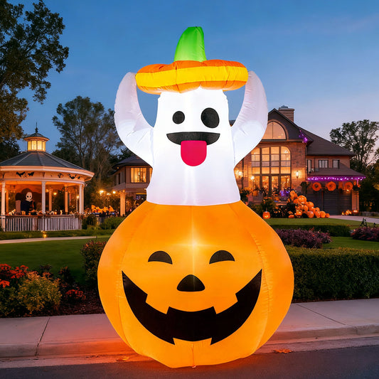 5 FT Halloween Inflatables - Light Up Pumpkin Ghosts for Outdoor Decorations - Perfect Blow Up Halloween Yard Decor