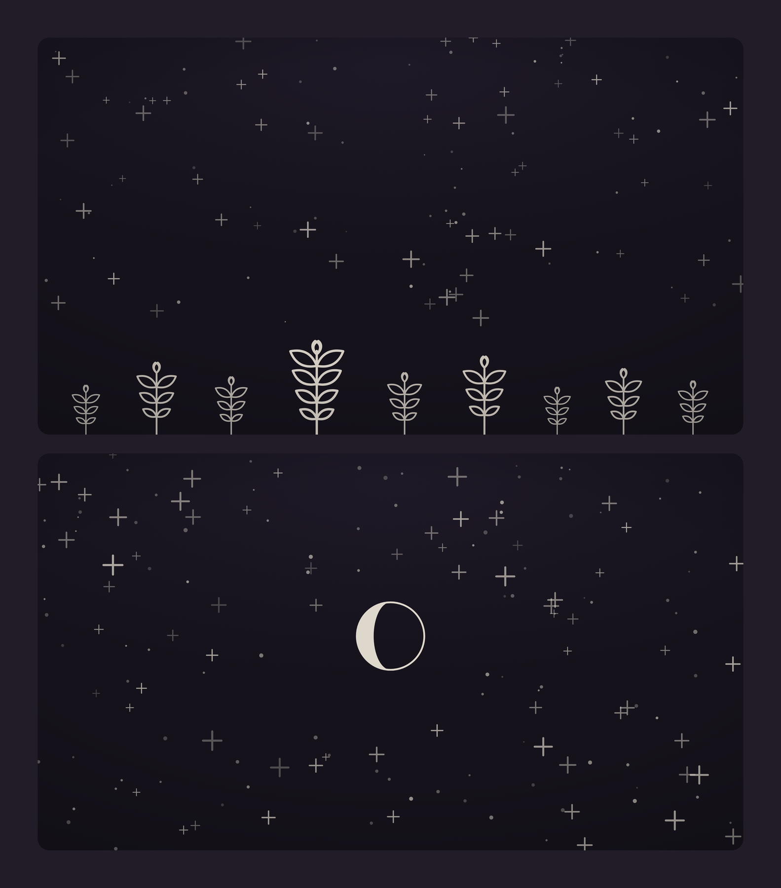 Two of the 4K desktop wallpapers — night garden and star chart