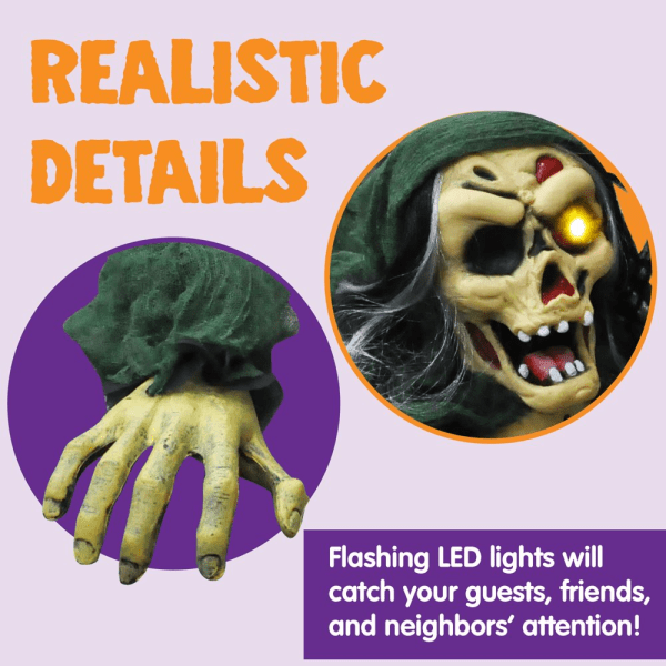 Life Size Light-Up Climbing Zombie Groundbreaker with Creepy Sound for Halloween Outdoor Decoration - Image 3