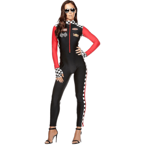 Women's Sexy Racer Costume - Race Car Driver Costume with Sunglasses