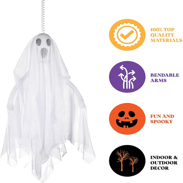 "Spooktacular Set of 2 Halloween Fabric Ghosts - Perfect for Hauntingly Beautiful Indoor and Outdoor Decorations!" - Image 4