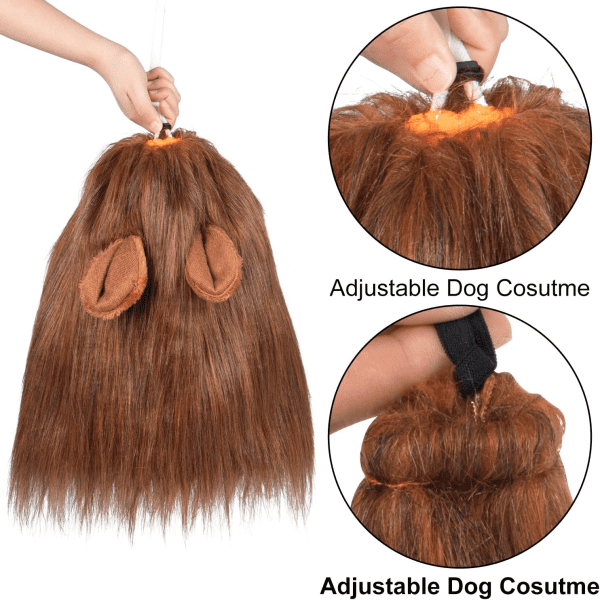 Lion Mane for Dog Costumes, Dog Lion Mane, Realistic Lion Wig for Medium to Large Sized Dogs, Large Dog Halloween Costumes, Lion Mane for Dog， Halloween Costumes for Dogs (Dark Brown) - Image 4