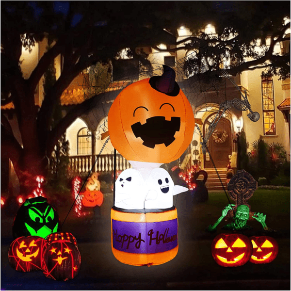 4Ft High Halloween Inflatables Pumpkin Ghost Decorations with Led Light Halloween Indoor Outdoor Garden Decoration - Image 9