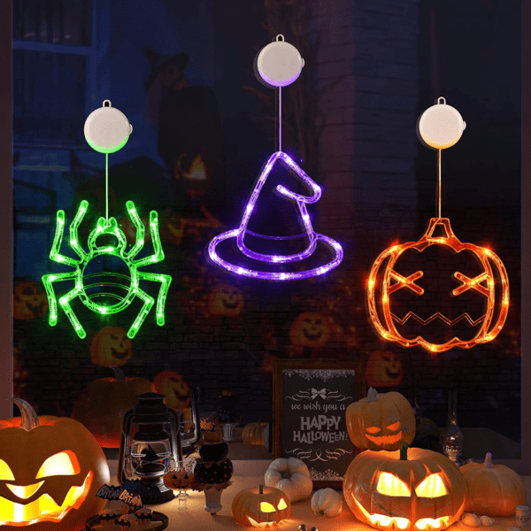 "Spooky AF Halloween Decorations Trio: Orange Pumpkins, Green Spiders, and a Witch Hat" - Image 8