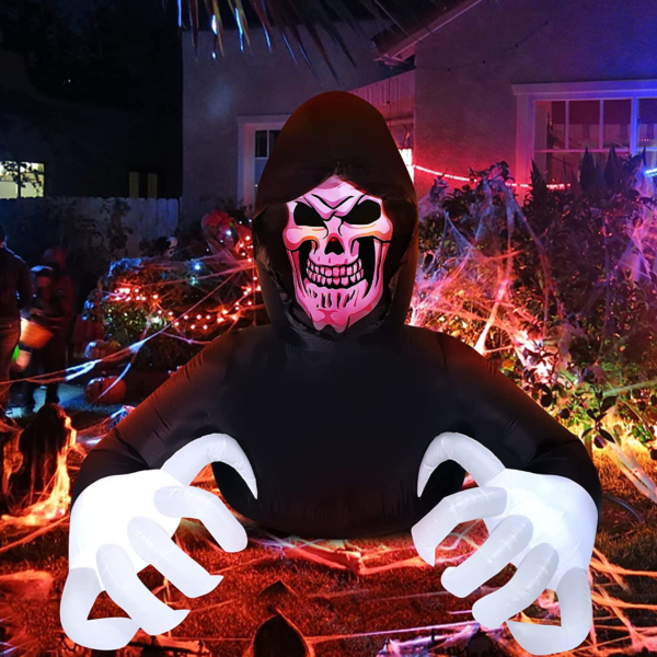 8 FT Length Halloween Inflatable Grim Reaper Halloween Decoration - Image 2