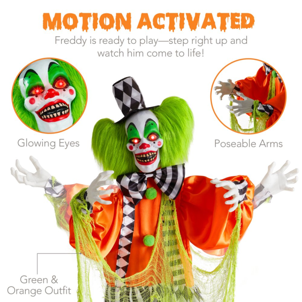 "Terrifying Funhouse Freddy: The Ultimate Motion-Activated Animatronic Killer Clown Halloween Prop with Hair-Raising Pre-Recorded Lines!" - Image 3