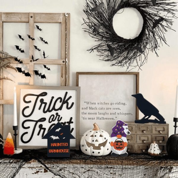 Halloween Decorations Indoor,  7 PCS Wooden Block Set - Image 6