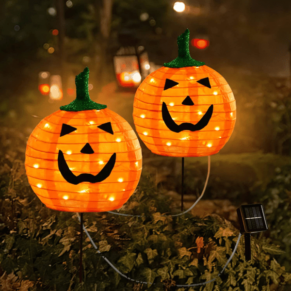 Set of 2 Pumpkin Stake Lights Halloween LED Lights