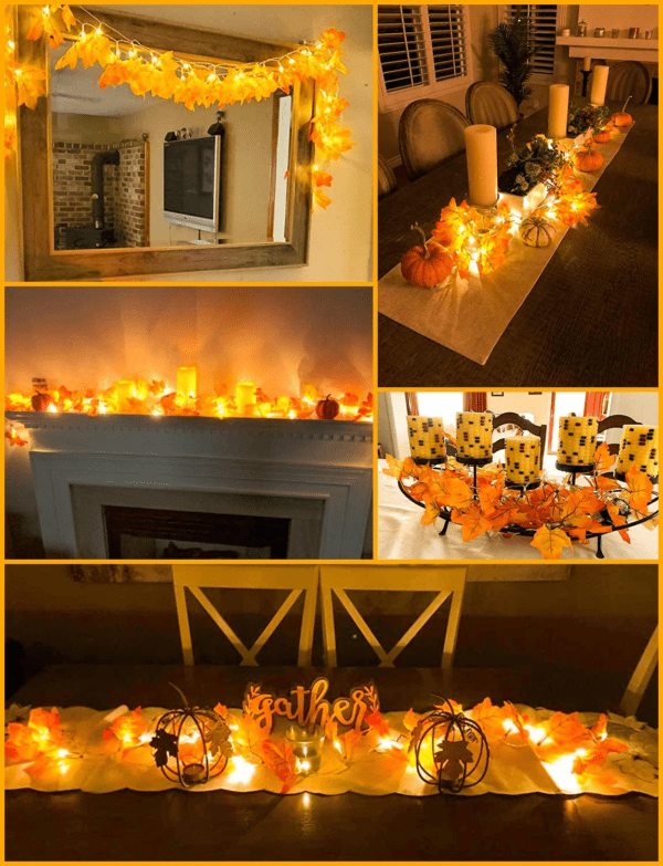 [2Pack] Fall Decor for Home Halloween Decorations Lighted Fall Garland - Image 5