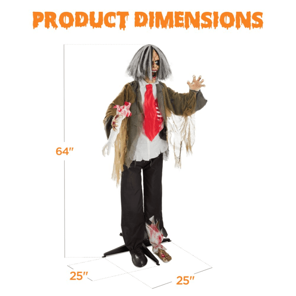 Rotten Ronnie Standing Animatronic Zombie Scary Halloween Prop W/ Pre-Recorded Phrases - Image 7