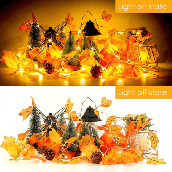 [2Pack] Fall Decor for Home Halloween Decorations Lighted Fall Garland - Image 4