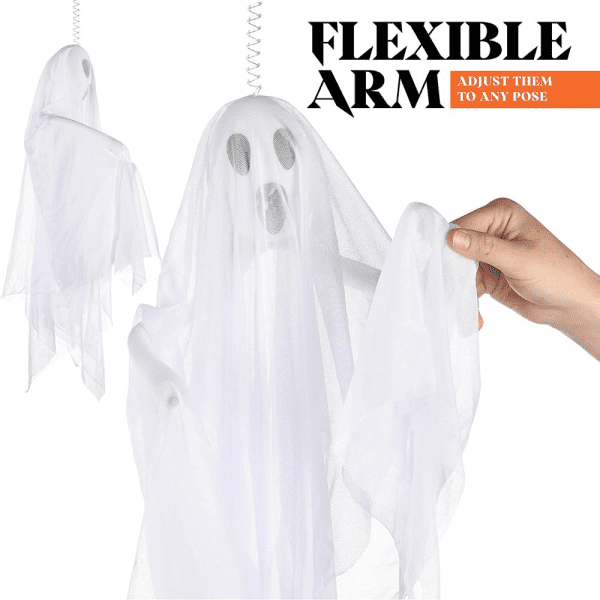 "Spooktacular Set of 2 Halloween Fabric Ghosts - Perfect for Hauntingly Beautiful Indoor and Outdoor Decorations!" - Image 3