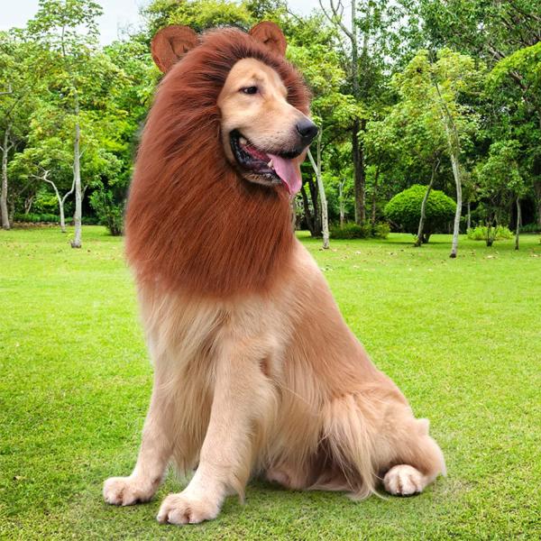 Lion Mane for Dog Costumes, Dog Lion Mane, Realistic Lion Wig for Medium to Large Sized Dogs, Large Dog Halloween Costumes, Lion Mane for Dog， Halloween Costumes for Dogs (Dark Brown) - Image 5