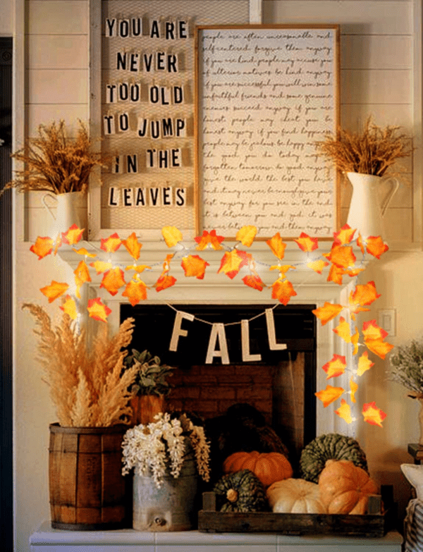 [2Pack] Fall Decor for Home Halloween Decorations Lighted Fall Garland - Image 6