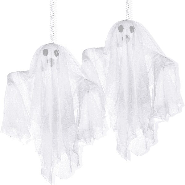 "Spooktacular Set of 2 Halloween Fabric Ghosts - Perfect for Hauntingly Beautiful Indoor and Outdoor Decorations!"