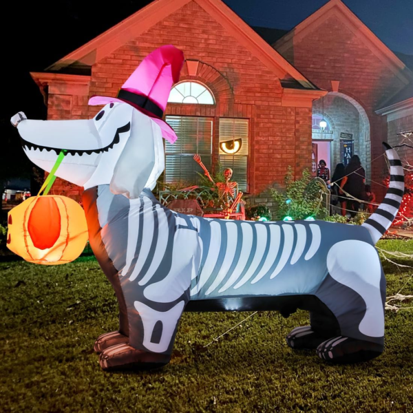 5Ft Halloween Inflatables Outdoor Decorations Skeleton Puppy Inflatable Yard Decoration - Image 2