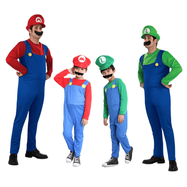 Super Mari Luigi Brother Costume Kids and Adults