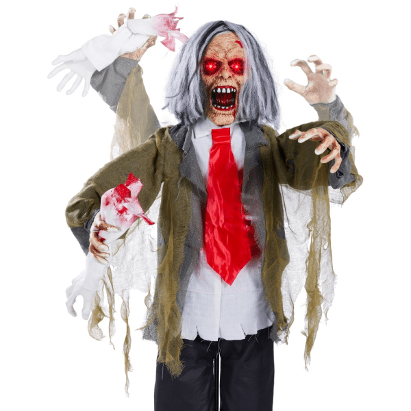 Rotten Ronnie Standing Animatronic Zombie Scary Halloween Prop W/ Pre-Recorded Phrases