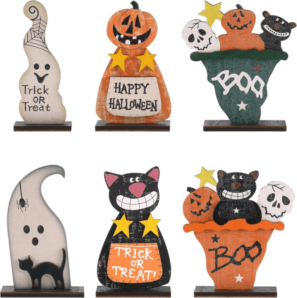 5Pcs Halloween Wooden Decorations, Halloween Tabletop Centerpiece - Image 8