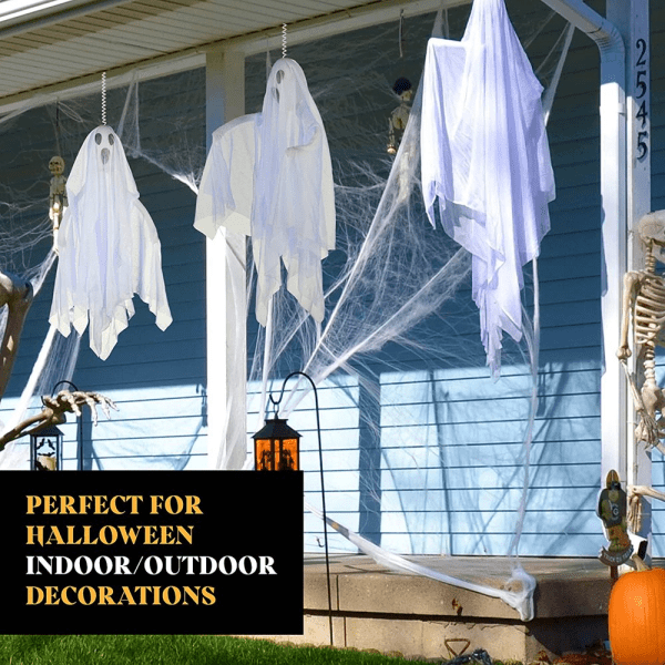 "Spooktacular Set of 2 Halloween Fabric Ghosts - Perfect for Hauntingly Beautiful Indoor and Outdoor Decorations!" - Image 2