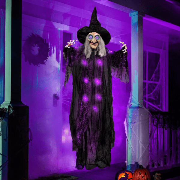 Hanging Animated Talking Witch Decoration with Light-Up Eyes and Sound Activation - Image 9