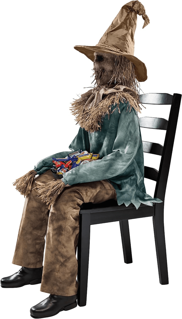 4.5 Ft Scary Sitting Scarecrow Animatronic - Image 6